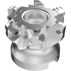 Seco - 6 Inserts, 37mm Cutter Diam, 1.8mm Max Depth of Cut, Indexable High-Feed Face Mill - 22mm Arbor Hole Diam, 0.4094" Keyway Width, 40mm High, R220.21-LP09 Toolholder, LPKT09 Inserts, Series High Feed - Exact Tool & Supply