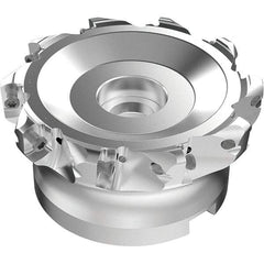Seco - 10 Inserts, 87mm Cutter Diam, 1.8mm Max Depth of Cut, Indexable High-Feed Face Mill - 32mm Arbor Hole Diam, 0.5669" Keyway Width, 50mm High, R220.21-LP09 Toolholder, LPKT09 Inserts, Series High Feed - Exact Tool & Supply