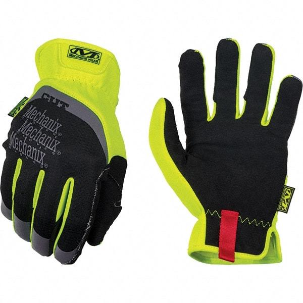 Mechanix Wear - Size S, ANSI Cut Lvl A5, Synthetic Leather Cut & Puncture Resistant Gloves - Elastic Cuff, Hi-Vis Yellow, Paired - Exact Tool & Supply