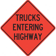 PRO-SAFE - "Trucks Entering Highway," 36" Wide x 36" High Vinyl Traffic Control Sign - Exact Tool & Supply