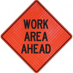 PRO-SAFE - "Work Area Ahead," 36" Wide x 36" High Vinyl Traffic Control Sign - Exact Tool & Supply
