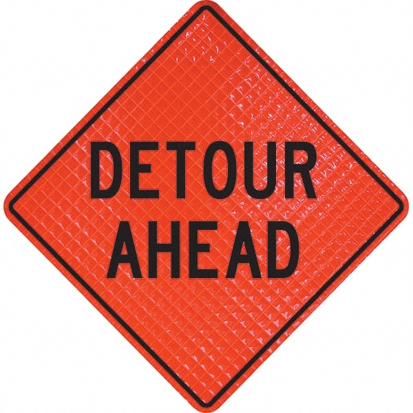 PRO-SAFE - "Detour Ahead," 36" Wide x 36" High Vinyl Traffic Control Sign - Exact Tool & Supply