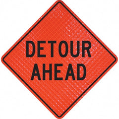 PRO-SAFE - "Detour Ahead," 36" Wide x 36" High Vinyl Traffic Control Sign - Exact Tool & Supply