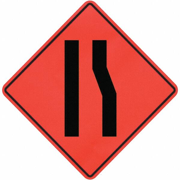 PRO-SAFE - Lanes Merging Left, 36" Wide x 36" High Vinyl Traffic Control Sign - Exact Tool & Supply