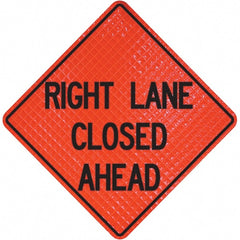 PRO-SAFE - "Right Lane Closed Ahead," 48" Wide x 48" High Vinyl Traffic Control Sign - Exact Tool & Supply