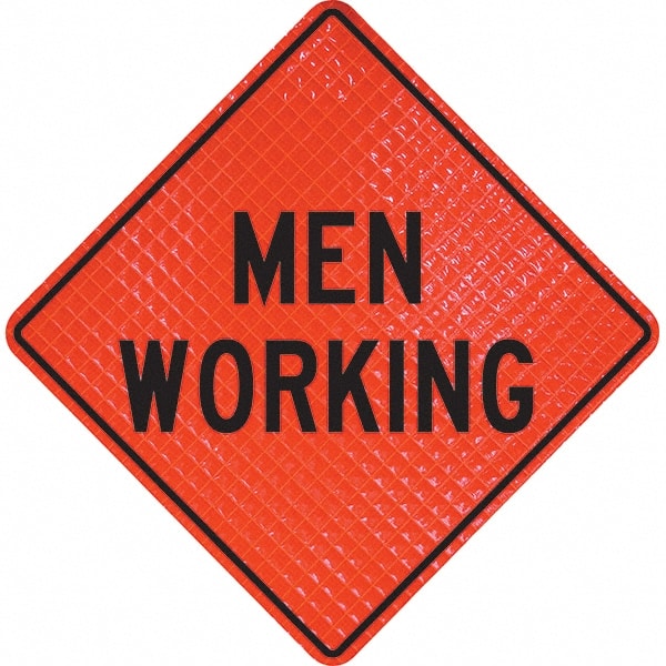 PRO-SAFE - "Men Working," 36" Wide x 36" High Vinyl Traffic Control Sign - Exact Tool & Supply