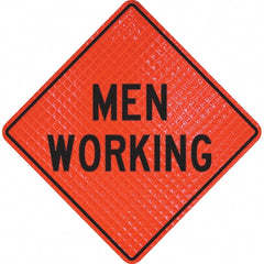 PRO-SAFE - "Men Working," 36" Wide x 36" High Vinyl Traffic Control Sign - Exact Tool & Supply