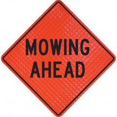 PRO-SAFE - "Mowing Ahead," 36" Wide x 36" High Vinyl Traffic Control Sign - Exact Tool & Supply