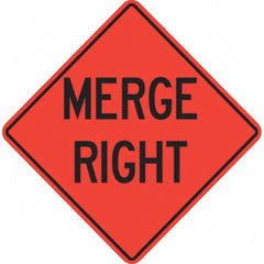 PRO-SAFE - "Merge Right," 36" Wide x 36" High Vinyl Traffic Control Sign - Exact Tool & Supply