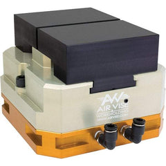 Air Vise Workholding - 4" Jaw Width, 15/16" Throat Depth, Air Precision Self Centering Vise - 200 Max Operating psi - Exact Tool & Supply