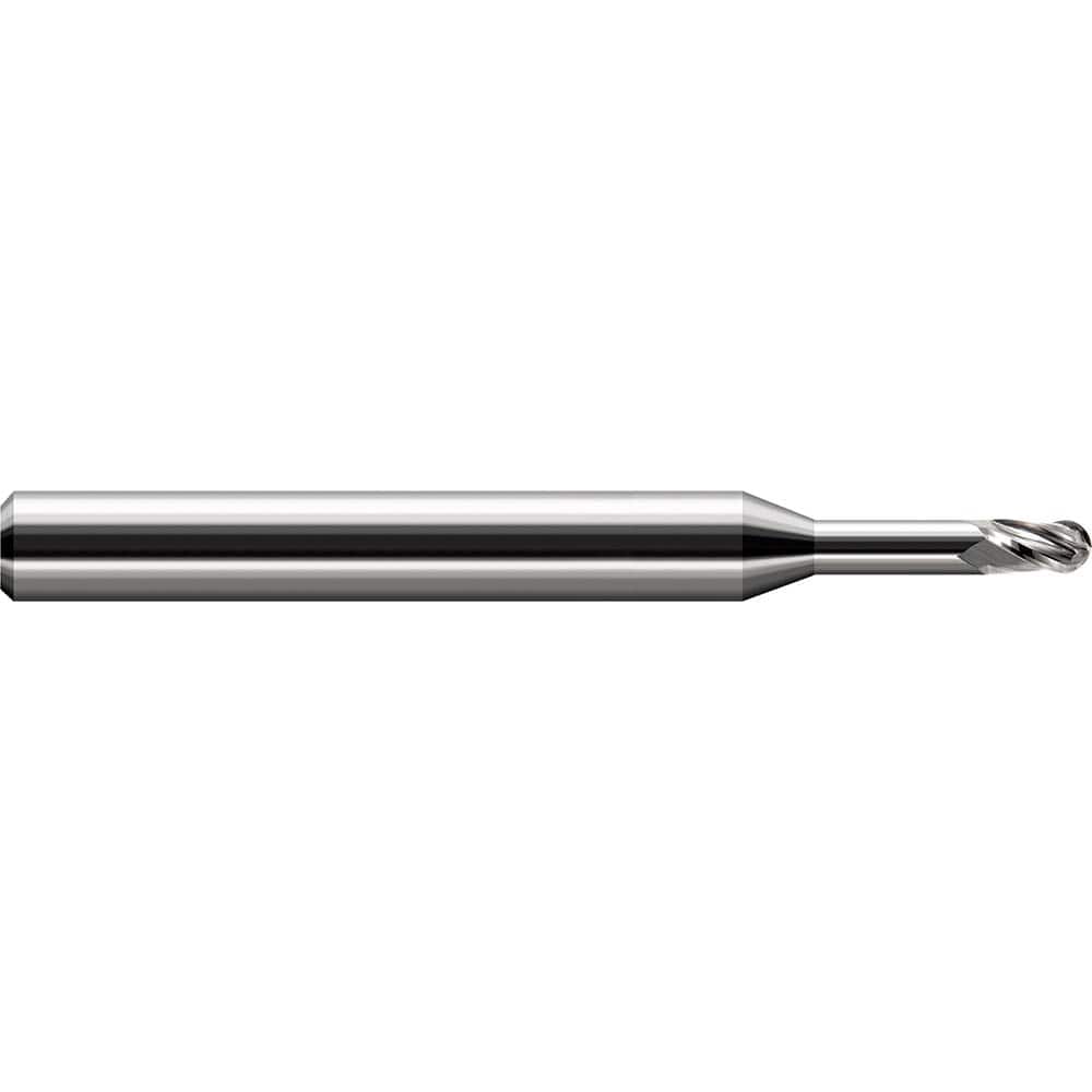 Harvey Tool - Ball End Mills; Mill Diameter (mm): 1.00 ; Mill Diameter (Decimal Inch): 0.0390 ; Number of Flutes: 3 ; Length of Cut (mm): 1.5000 ; Length of Cut (Decimal Inch): 0.0590 ; Material: Solid Carbide - Exact Tool & Supply