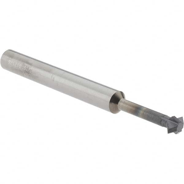 Accupro - 3/16° 3/16" Cut Diam, 0.093" Cut Width, 3/16" Shank, Solid Carbide Double-Angle Cutter - Exact Tool & Supply