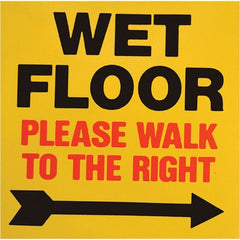 PRO-SAFE - Wet Floor Walk To The Right, 8" Wide x 8" High, Polypropylene Square Floor Sign - Exact Tool & Supply