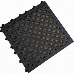 Value Collection - 18" Long x 18" Wide x 1" Thick, Anti-Fatigue Modular Matting Anti-Fatigue Flooring - 2 Interlocking Sides, Black, For Dry & Wet Areas - Exact Tool & Supply
