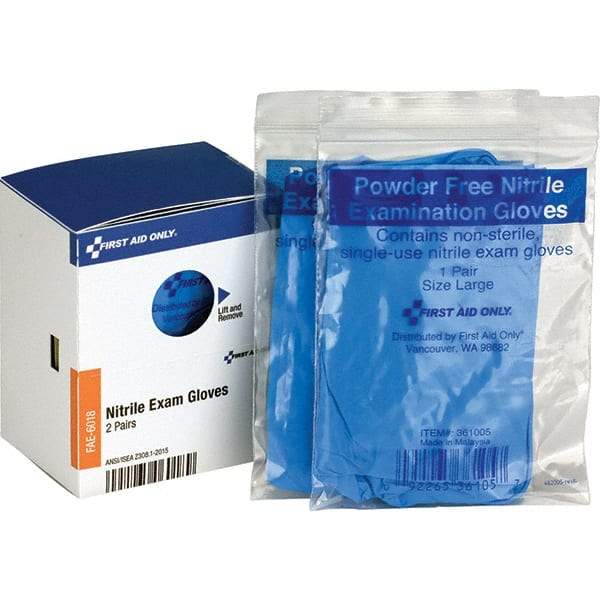 PRO-SAFE - Size L, 2 mil, Medical Grade, Powder Free Nitrile Disposable Gloves - Blue, Smooth, Ambidextrous - Exact Tool & Supply
