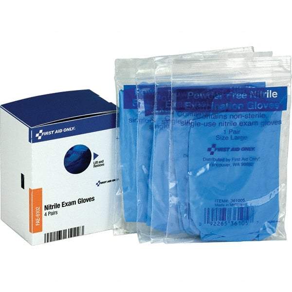 PRO-SAFE - Size L, 2 mil, Medical Grade, Powder Free Nitrile Disposable Gloves - Blue, Smooth, Ambidextrous - Exact Tool & Supply