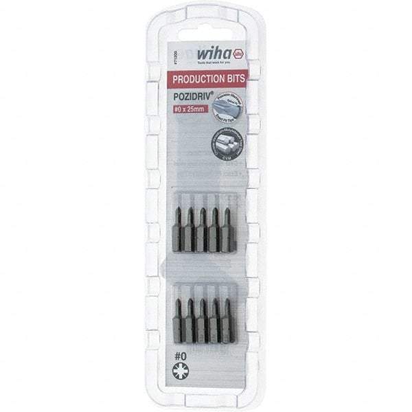 Wiha - 1/4" Drive, Pozidriv Screwdriver Bit - 1" OAL - Exact Tool & Supply