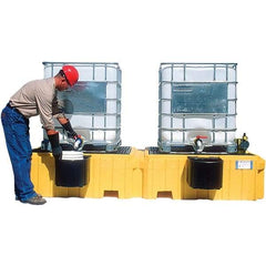 UltraTech - 535 Gal Sump Capacity, Polyethylene TWIN IBC Spill Pallet, 2 Bucket Shelves - 61.6" Long x 22" Wide x 124-1/2" High, 8,000 Lb Capacity, 2 Totes, Includes 2 Bucket Shelves - Exact Tool & Supply
