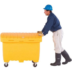 UltraTech - 15 Cu Ft, 350 Lb Load Capacity Yellow Polyethylene Tote Container - 48" Long x 31" Wide x 41.8" High, Lid Included - Exact Tool & Supply