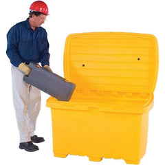 UltraTech - 15 Cu Ft, 350 Lb Load Capacity Yellow Polyethylene Tote Container - 48" Long x 31" Wide x 41.8" High, Lid Included - Exact Tool & Supply