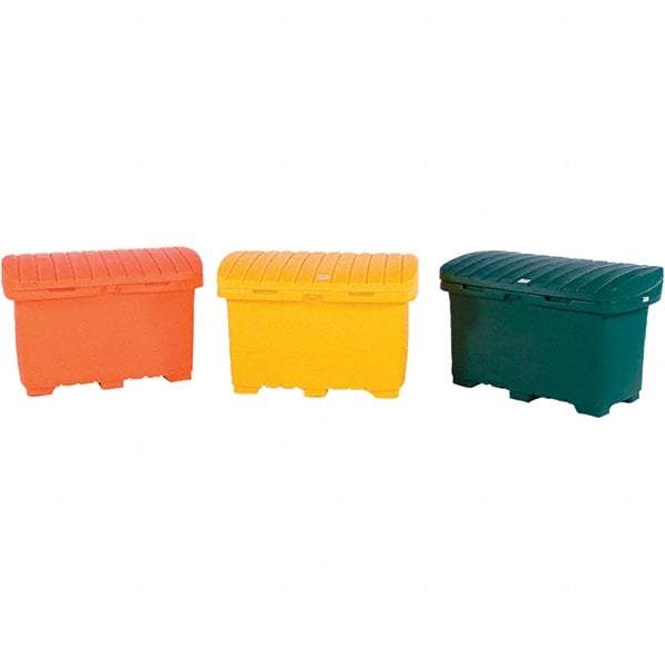 UltraTech - 15 Cu Ft, 350 Lb Load Capacity Safety Orange Polyethylene Tote Container - 48" Long x 31" Wide x 41.8" High, Lid Included - Exact Tool & Supply