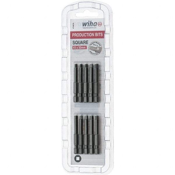 Wiha - #3" Square Size Power Bit - 1/4" Drive, 2" OAL - Exact Tool & Supply