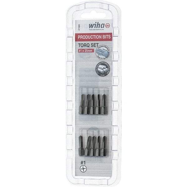 Wiha - 1/4" Drive, #1 Torq-Set Screwdriver Bit - 1" OAL - Exact Tool & Supply