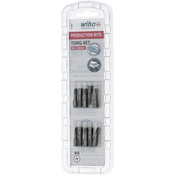 Wiha - 1/4" Drive, #4 Torq-Set Screwdriver Bit - 1" OAL - Exact Tool & Supply