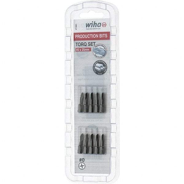 Wiha - 1/4" Drive, #0 Torq-Set Screwdriver Bit - 1" OAL - Exact Tool & Supply