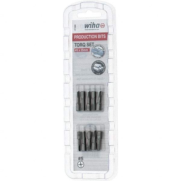 Wiha - 1/4" Drive, #5 Torq-Set Screwdriver Bit - 1" OAL - Exact Tool & Supply