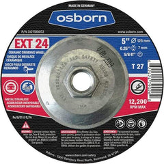 Osborn - 24 Grit, 5" Wheel Diam, 1/4" Wheel Thickness, Type 27 Depressed Center Wheel - Coarse Grade, Ceramic, 12,225 Max RPM - Exact Tool & Supply