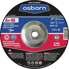 Osborn - 7" 46 Grit Aluminum Oxide Cutoff Wheel - 0.06" Thick, 5/8-11 Arbor, Use with Angle Grinders - Exact Tool & Supply