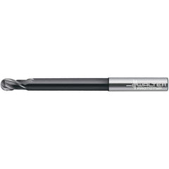 Walter-Prototyp - 4mm Diam, 4mm LOC, 2 Flute Solid Carbide Ball End Mill - TiAlN Finish, 100mm OAL, 6mm Shank Diam - Exact Tool & Supply