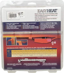 EasyHeat - 18' Long, Preassembled, Fixed Length, Fixed Wattage, Protection Heat Cable - 120 Input Volts, 126 Watts - Exact Tool & Supply
