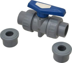Simtech - 1" Pipe, Full Port, CPVC True Union Design Ball Valve - Inline - Two Way Flow, FNPT x FNPT (with Socket Adapter) Ends, Tee Handle, 232 WOG - Exact Tool & Supply