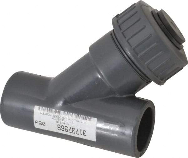 Simtech - 1" Pipe, Socket Ends, PVC Y-Strainer - 150 psi Pressure Rating - Exact Tool & Supply
