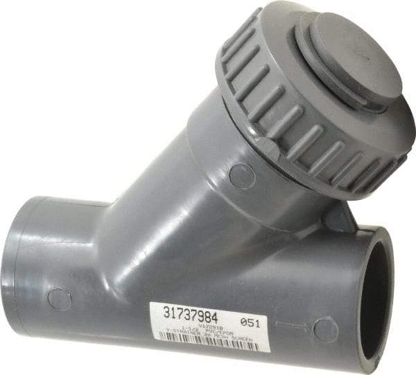 Simtech - 1-1/2" Pipe, Socket Ends, PVC Y-Strainer - 90 psi Pressure Rating - Exact Tool & Supply