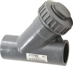 Simtech - 1-1/2" Pipe, Socket Ends, PVC Y-Strainer - 90 psi Pressure Rating - Exact Tool & Supply