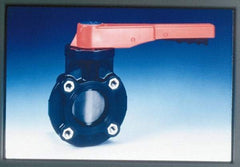 Simtech - 4" Pipe, Wafer Butterfly Valve - Lever Handle, PVC Body, Viton Seat, 150 WOG, Polypropylene Disc, Stainless Steel Stem - Exact Tool & Supply