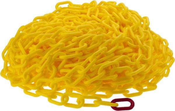 PRO-SAFE - 100' Long x 2" Wide Plastic Heavy-Duty Chain - Yellow - Exact Tool & Supply