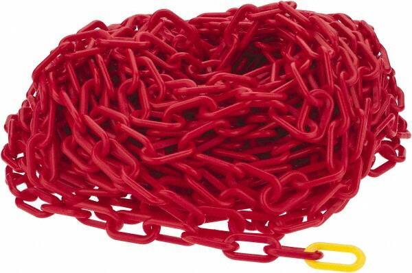 PRO-SAFE - 100' Long x 2" Wide Plastic Chain - Red - Exact Tool & Supply
