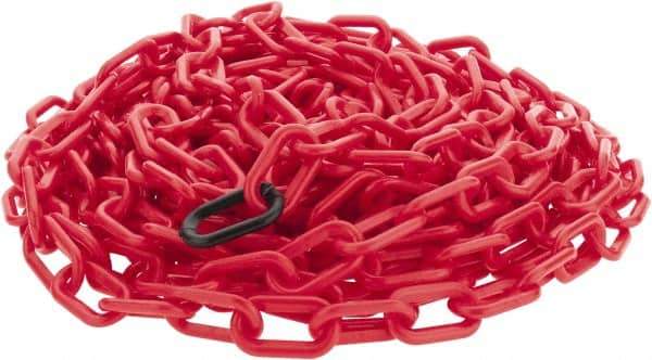PRO-SAFE - 50' Long x 2" Wide Plastic Chain - Red - Exact Tool & Supply