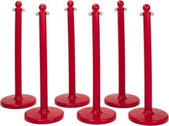 PRO-SAFE - 40" High, 2-1/2" Pole Diam, Warning Post - 14" Base Diam, Round Plastic Base, Red Plastic Post, For Outdoor Use - Exact Tool & Supply