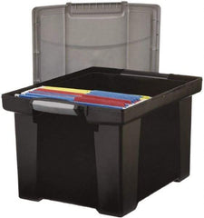 Storex - 1 Compartment, 18-1/2" Wide x 10-7/8" High x 14-1/4" Deep, Portable Storage Box - Plastic, Black/Silver - Exact Tool & Supply