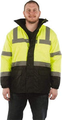 Utility Pro Wear - Size 5XL Cold Weather & High Visibility Parka - Yellow, Polyester & Teflon, Zipper, Snaps Closure - Exact Tool & Supply