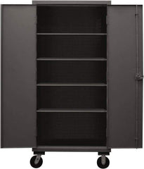 Durham - 4 Shelf Mobile Storage Cabinet - Steel, 36" Wide x 24" Deep x 80" High, Gray - Exact Tool & Supply