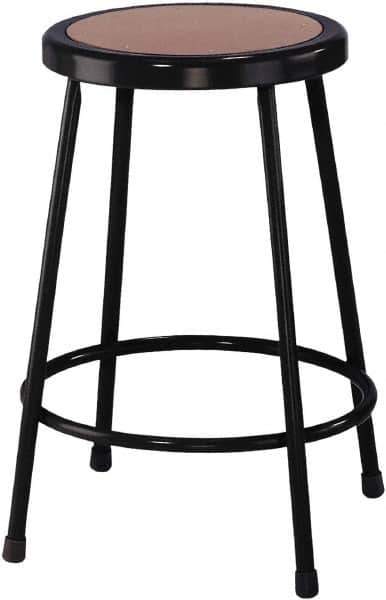 NPS - 24 Inch High, Stationary Fixed Height Stool - 14 Inch Deep x 14 Inch Wide, Hardboard Seat, Black - Exact Tool & Supply