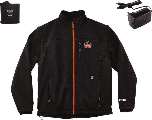 Ergodyne - Size 3XL Heated & Cold Weather Jacket - Black, Polyester, Zipper Closure, 50 to 54" Chest - Exact Tool & Supply