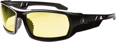 Ergodyne - Yellow Lenses, Framed Safety Glasses - Uncoated Lenses, Size Universal, Wrap Around - Exact Tool & Supply