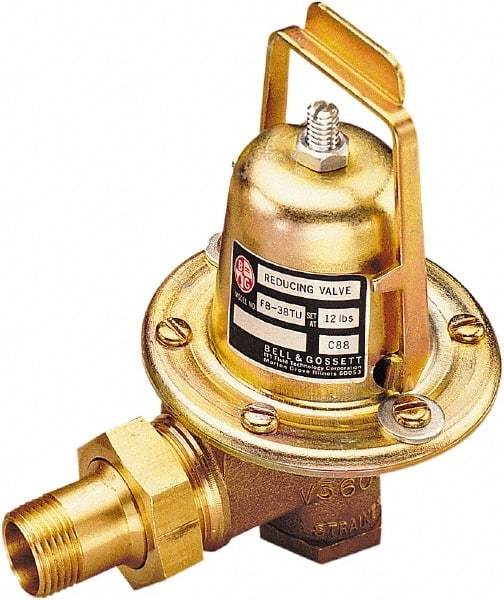 Bell & Gossett - 1/2" Inlet, 1/2" Outlet, Female Union x FNPT, Pressure Reducing Valve - 125 Max psi, Lead Free Brass - Exact Tool & Supply